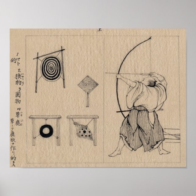 Amazing Japanese Archer Drawing circa 1878 Poster (Front)