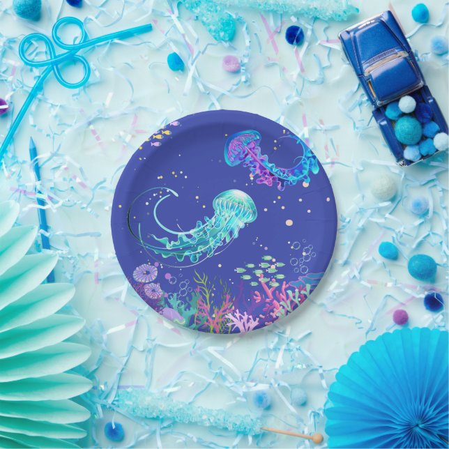 Amazing Jellyfish Underwater  Paper Plates (Party)