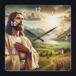 Amazing Jesus Christ Digital Painting Square Wall Clock<br><div class="desc">This is a Very Amazing Jesus Christ Digital Painting Wall Clock</div>