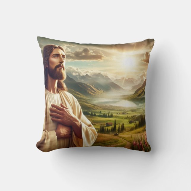 Amazing Jesus Christ Digital Painting Throw Pillow (Front)
