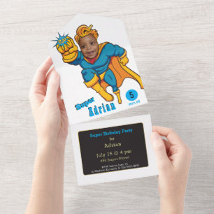 Amazing Kid's Superhero All In One Invitation