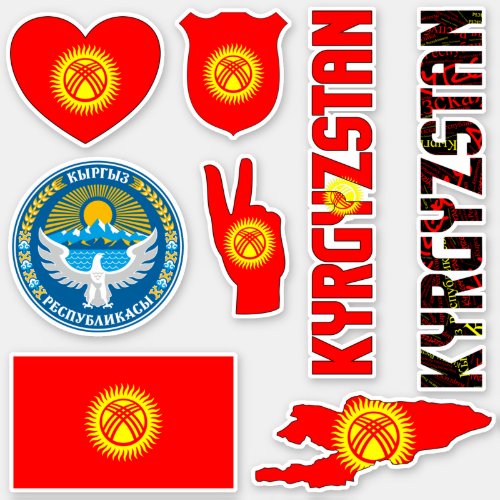 Amazing Kyrgyzstan Shapes National Symbols Sticker