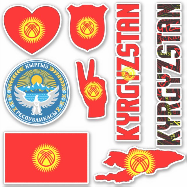 Amazing Kyrgyzstan Shapes National Symbols Sticker (Front)