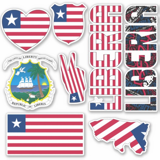 Amazing Liberia Shapes National Symbols Sticker (Front)