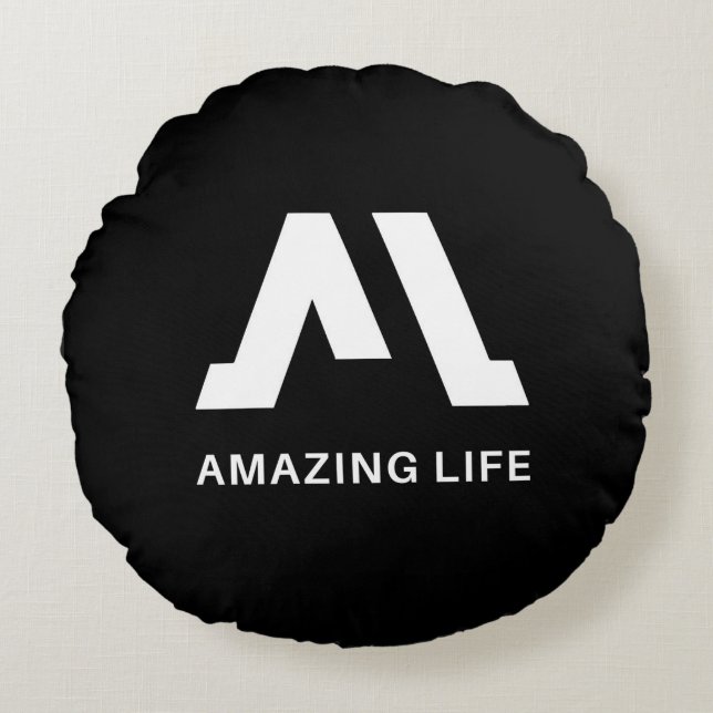 Amazing Life Monochrome A Logo Round Pillow (Front)
