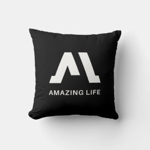 Amazing Life Monochrome A Logo Throw Pillow