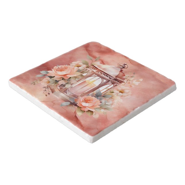 Amazing Light To My Path Rose Marbled Trivet (Corner)