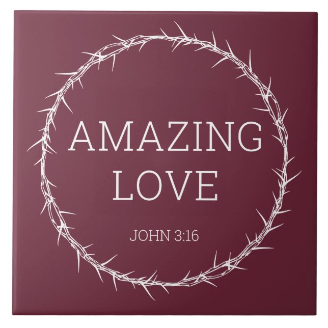 Amazing Love – Jesus Christ Easter Crown of Thorns Ceramic Tile (Front)