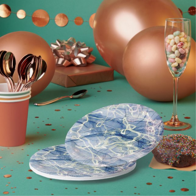 Amazing marbling!  paper plates (Multi)
