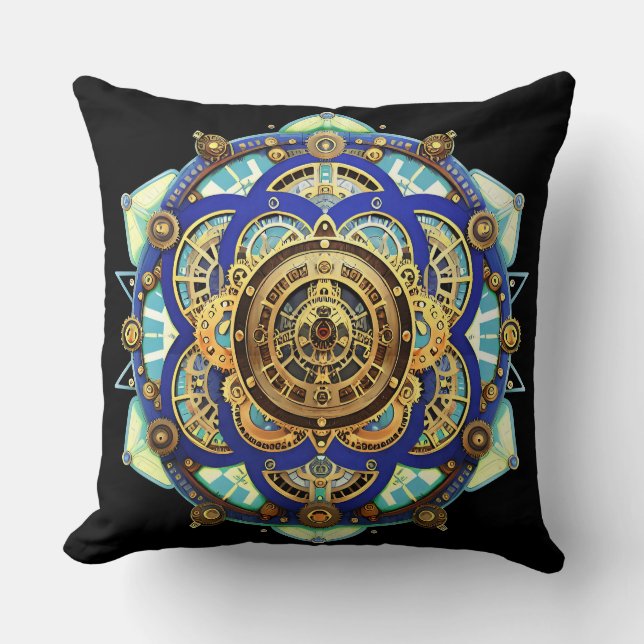 Amazing Mechanical Clock Throw Pillow (Front)
