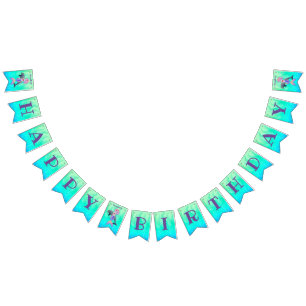 Amazing Mermaid with rainbow hair & tail Birthday  Bunting Flags