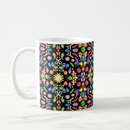 Amazing microorganisms living in a pattern design coffee mug