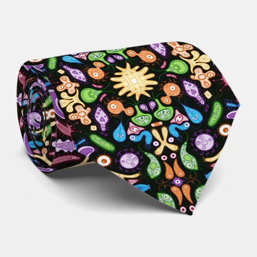 Amazing microorganisms living in a pattern design neck tie