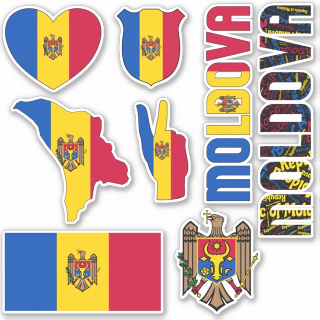 Amazing Moldova Shapes National Symbols Sticker (Front)
