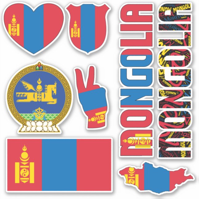 Amazing Mongolia Shapes National Symbols Sticker (Front)