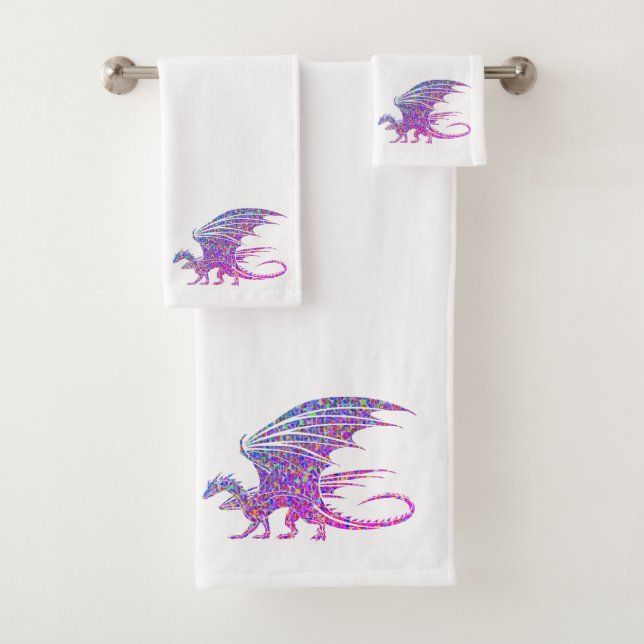 Amazing Mosaic Dragon Bath Towel Set (Insitu)