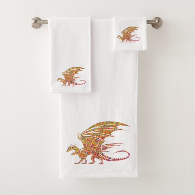 Amazing Mosaic Dragon  Bath Towel Set (Insitu)