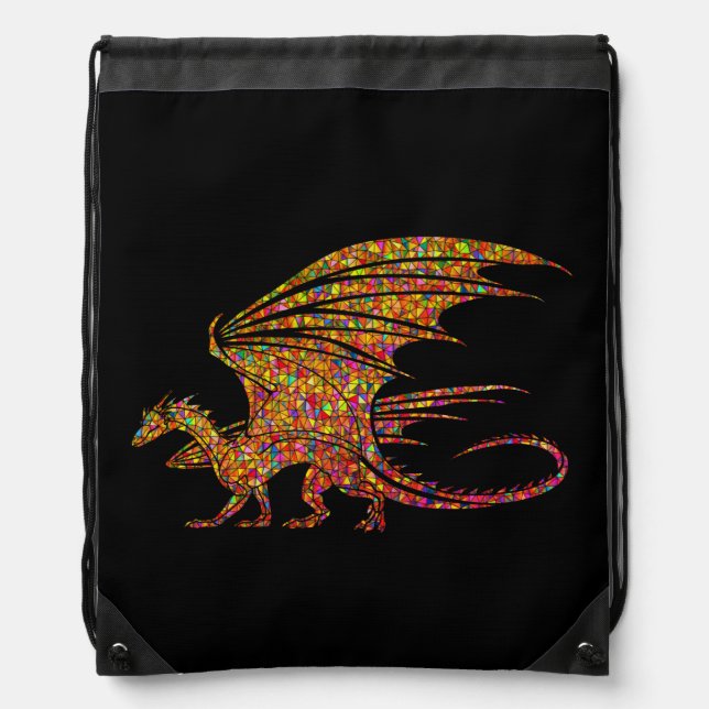 Amazing Mosaic Dragon  Drawstring Bag (Front)