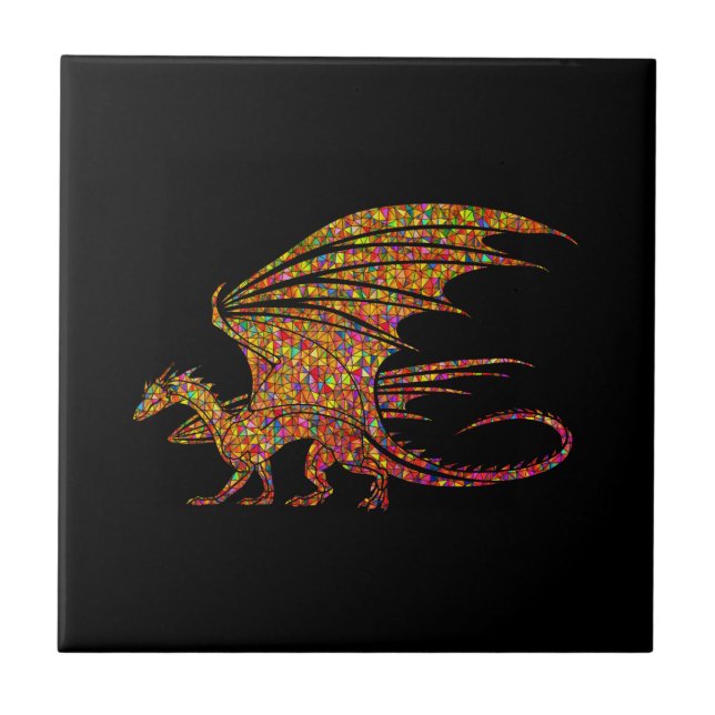 Amazing Mosaic Dragon  Drawstring Bag Ceramic Tile (Front)