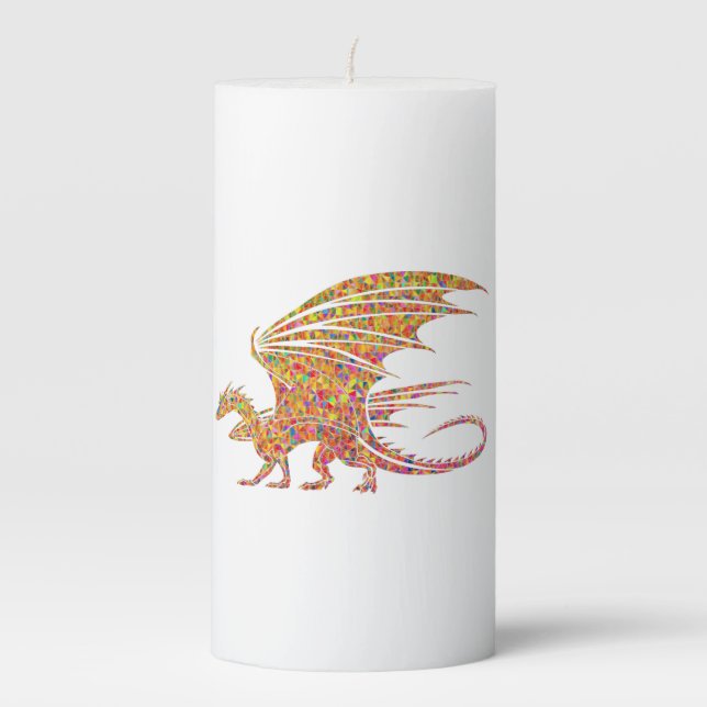 Amazing Mosaic Dragon  Drawstring Bag Pillar Candle (Front)
