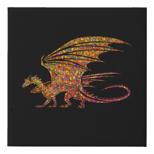 Amazing Mosaic Dragon  Faux Canvas Print