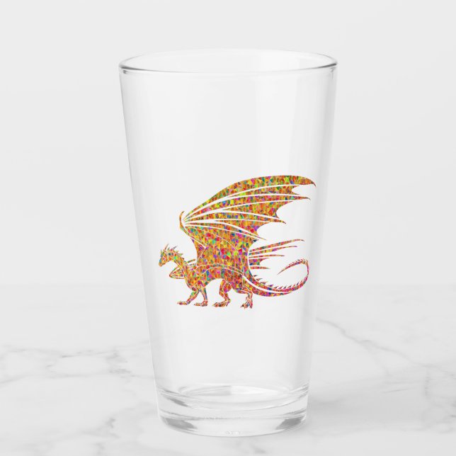 Amazing Mosaic Dragon  Glass (Front)