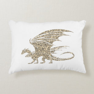 Amazing Mosaic Dragon Golden Accent Pillow