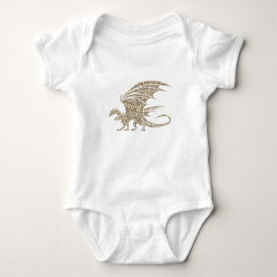 Amazing Mosaic Dragon Golden Baby Bodysuit