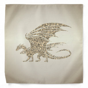 Amazing Mosaic Dragon Golden Bandana