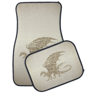 Amazing Mosaic Dragon Golden Car Floor Mat
