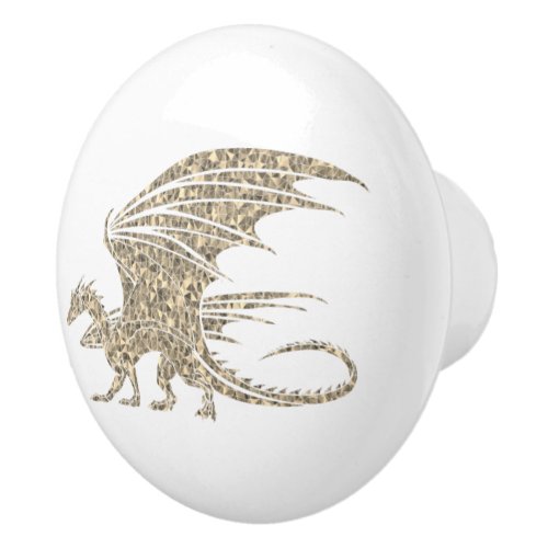 Amazing Mosaic Dragon Golden Ceramic Knob