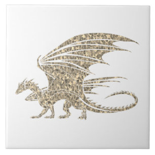 Amazing Mosaic Dragon Golden Ceramic Tile