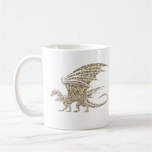 Amazing Mosaic Dragon Golden Coffee Mug