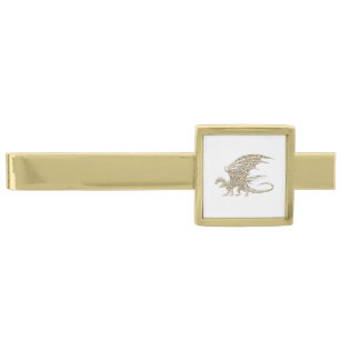 Amazing Mosaic Dragon Golden Gold Finish Tie Bar