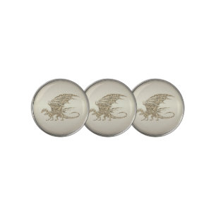 Amazing Mosaic Dragon Golden Golf Ball Marker