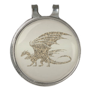 Amazing Mosaic Dragon Golden Golf Hat Clip