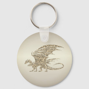 Amazing Mosaic Dragon Golden Keychain