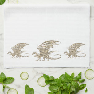 Amazing Mosaic Dragon Golden Kitchen Towel