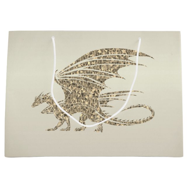 Amazing Mosaic Dragon Golden Large Gift Bag (Front)