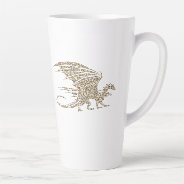 Amazing Mosaic Dragon Golden Latte Mug (Right)