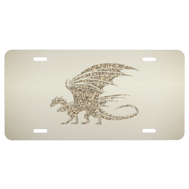 Amazing Mosaic Dragon Golden License Plate (Front)
