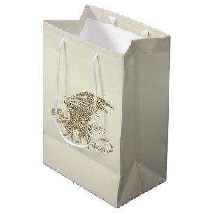 Amazing Mosaic Dragon Golden Medium Gift Bag