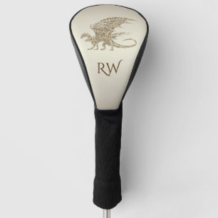 Amazing Mosaic Dragon Golden Monogram Golf Head Cover