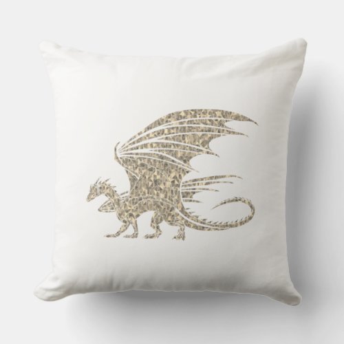 Amazing Mosaic Dragon Golden Outdoor Pillow