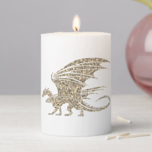 Amazing Mosaic Dragon Golden Pillar Candle