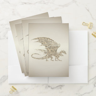 Amazing Mosaic Dragon Golden Pocket Folder