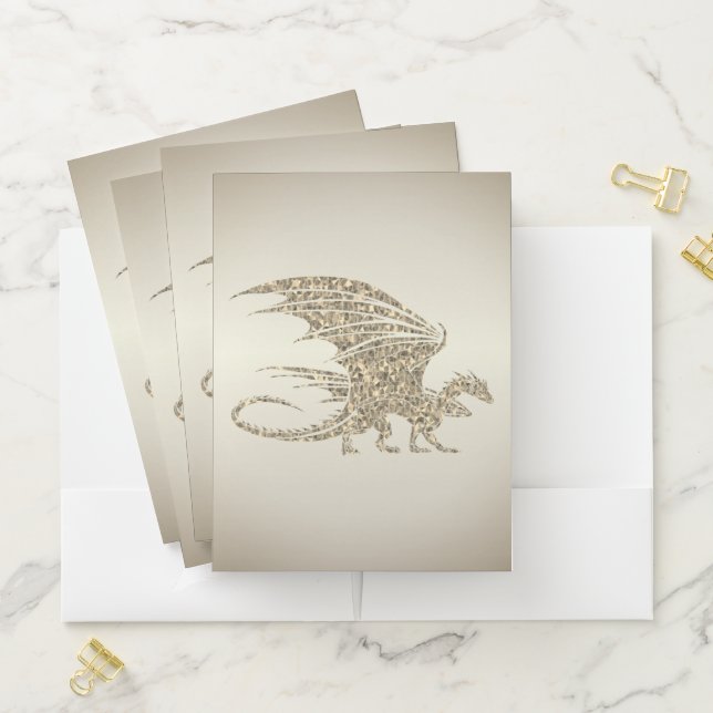 Amazing Mosaic Dragon Golden Pocket Folder (In Situ)