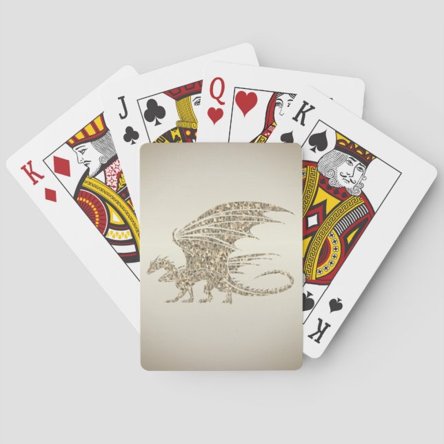 Amazing Mosaic Dragon Golden Poker Cards (Back)