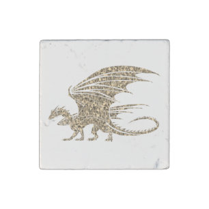 Amazing Mosaic Dragon Golden Stone Magnet