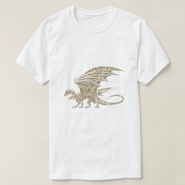 Amazing Mosaic Dragon Golden T-Shirt (Design Front)